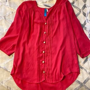 Hot pink shirt with gold buttons from Francesca’s